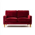 Canapé 2 places en velours rouge avec pieds en bois