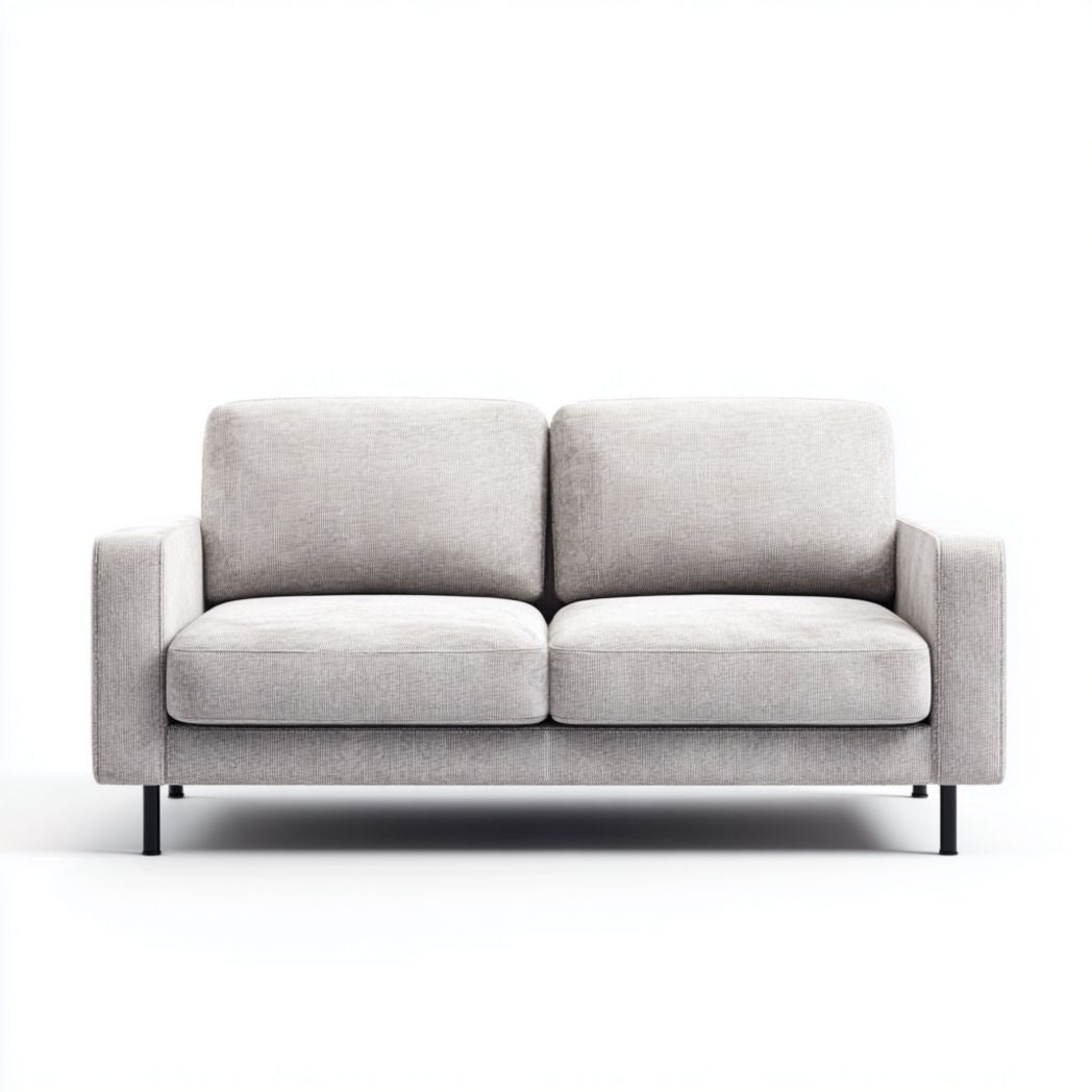 Canapé 2 places en tissu gris avec pieds métalliques